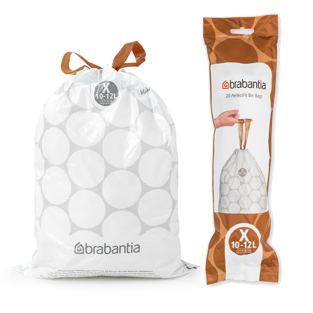 Brabantia ถุงขยะ สำหรับขนาด 10-12ลิตร Brabantia Perfect Fit Bags Code X 10-12 Litre จำนวน 3 แพ็ค(60ใบ)