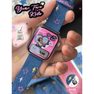 สายนาฬิกายีนส์ apple watch 🍎 🍏 barbie jeans—preorder