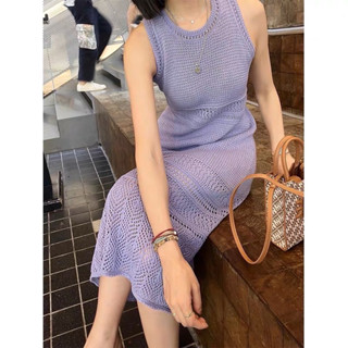 🌈🌿🌺🌸🌼💜🤎🧡🇰🇷 Knit Crochet Sleeveless Maxi Dress