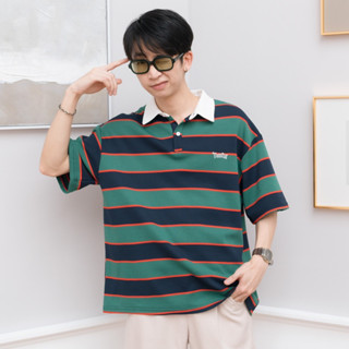 MESSY POLO เสื้อโปโลลายทางทรงโอเวอร์ไซส์