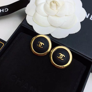 CHANEL black classic cc earrings