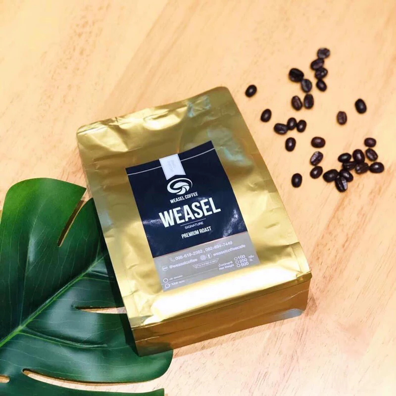 Weasel Coffee เมล็ดกาแฟขี้ชะมดแท้ 100% Kopi Luwak พรีเมียม กลิ่นหอมเอกลักษณ์ ขนาด 250g / 500g มีทั้งแบบเมล็ดและแบบบด