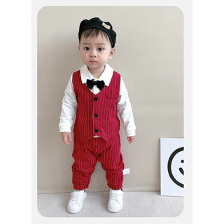 (1M-2Y)ชุดเด็กทารก ชุดหล่อ เด็กชาย ชุดเด็กอ่อน บอดี้สูท รอมเปอร์ romper ชุดออกงานเด็กชาย ชุดตรุษจีน boy กั๊ก ชุดเที่ยว