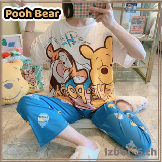 Pooh Bear ลายใหม่ ชุดนอนผู้ใหญแขนสั้นขาสั้น ชุดนอนผู้หญิง หมีพูห์ ชุดนอนการ์ตูน ชุดนอนน่ารัก ชุดนอนผ้าคอตตน/ผ้าฝ้าย