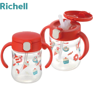 Richell(ริเชล)TLI แก้วน้ำพร้อมหลอดดูด Straw Mug สเต็ป 2 หลอดสุญญากาศกันสำลัก ขนาด 200ml