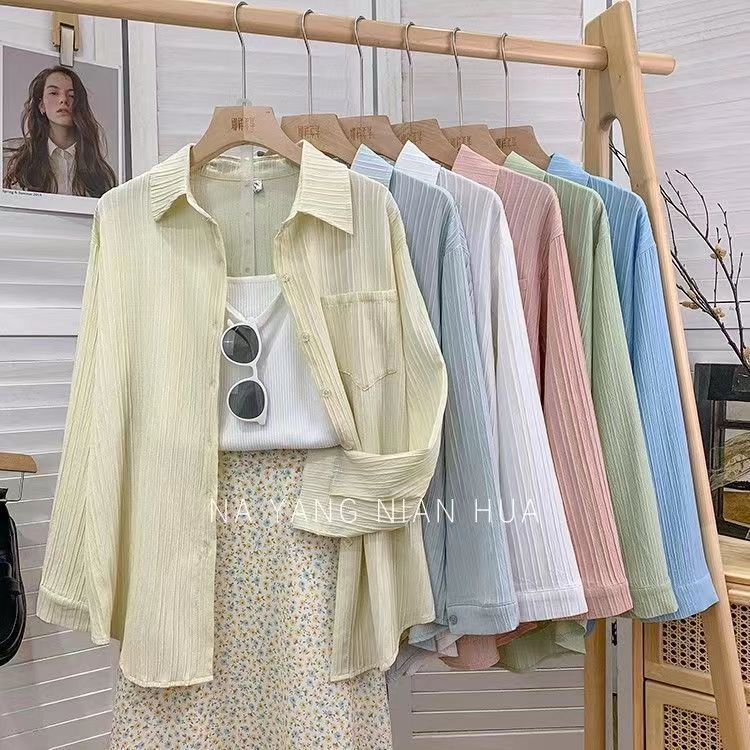 ⭐️SMDB2933⭐️เสื้อเชิ้ตผ้าลินินคอปกแขนยาวผู้หญิงสีทึบเรียบง่าย oversize เสื้อทํางานแฟชั่นเกาหลีวินเทจ เนื้อผ้านุ่มบางเบา