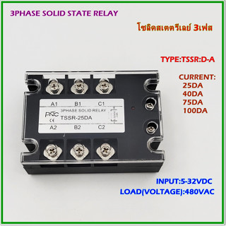 TSSR-25DA/40DA/75DA/100DA 3PHASE SOLID STATE RELAY โซลิดสเตตรีเลย์ INPUT:5-32A LOAD(VOLTAGE):480VAC สินค้าคุณภาพพร้อมส่ง