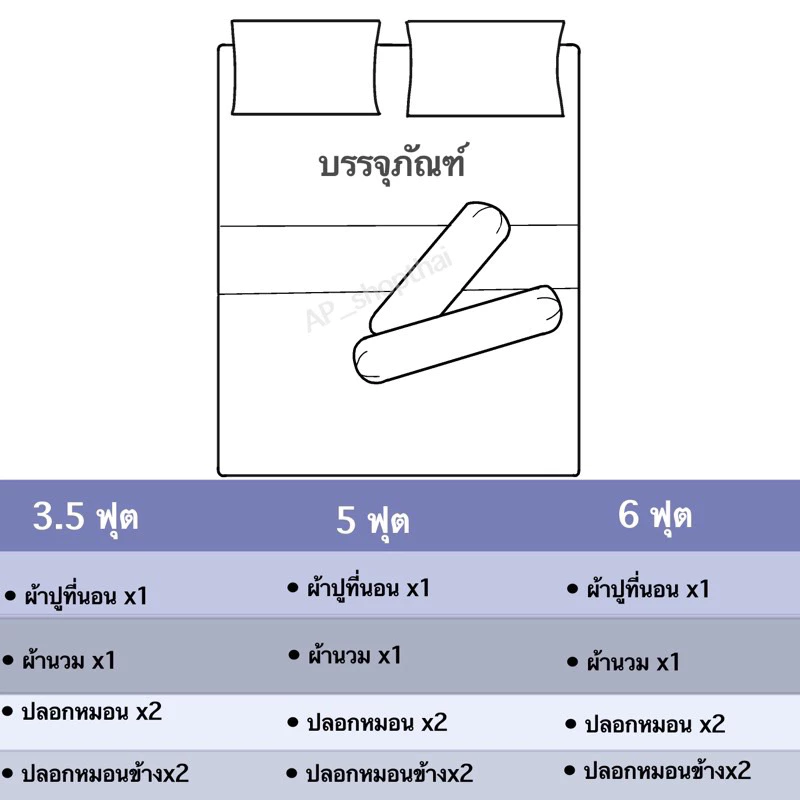 ชุดผ้าปูที่นอน​ พร้อมผ้านวม​ ครบเซ็ต​ 6​ ชิ้น​ มีขนาด​ 3.5​/5​/ 6ฟุต thumbnail 3