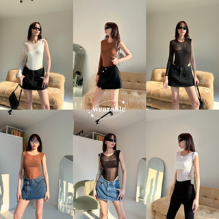 wearable s. {พร้อมส่ง} | บอดี้สูทแขนยาวและแขนสั้น เว้าเอว