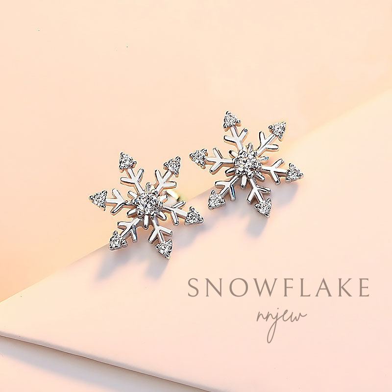 nnjew ต่างหู รุ่น เกล็ดหิมะ snowflakes ต่างหูแฟชั่น ผู้หญิง ราคา ถูกที่สุด ดีลบีเคเค