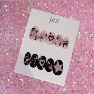 jitii -black+pink ( เล็บเจลแท่สั่งทำตามทรง-ไซส์ได้ แจ้งในโน้ต)