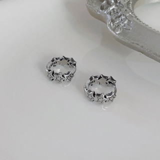 253-littlegirl gifts-Retro five-pointed star hoop earrings