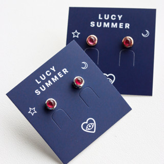 LUCY SUMMER Tiny Earring ต่างหูพลอยแท้ Ruby Premium (ทับทิม) ตัวเรือนทำจาก Silver 925