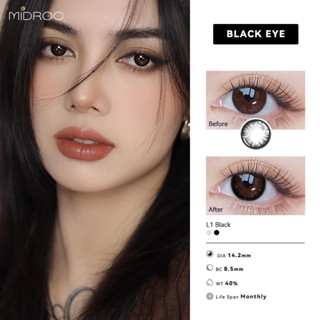 MIDROO🌈 คอนแทคเลนส์คอนแทคเลนส์ Big Eye Black สายตาปกติ1คู่🌷14.0-14.5mm