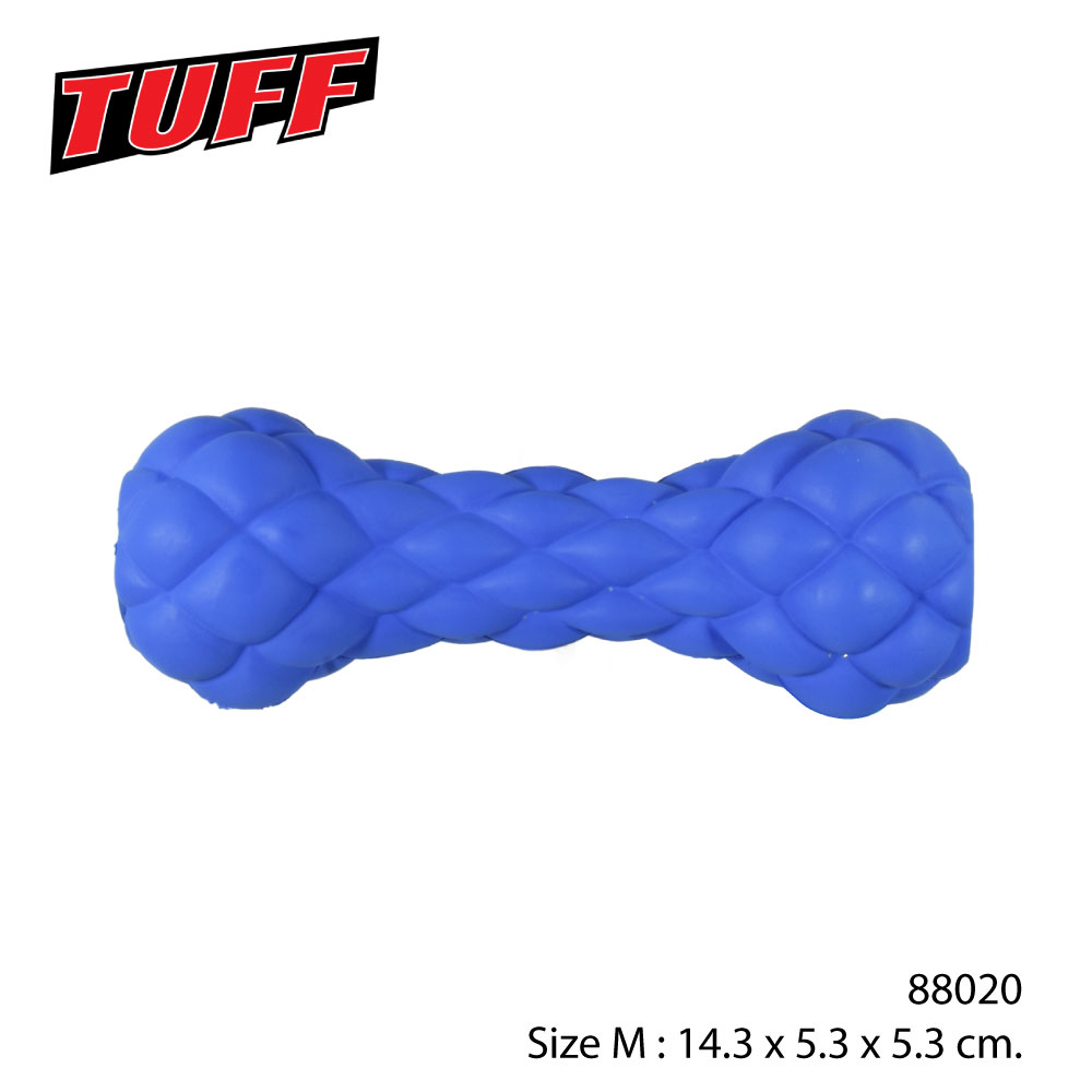 TUFF Rubber Dog Toy ของเล่นสุนัข ของเล่นดัมเบลยาง กระดูกยาง บีบมีเสียง สำหรับสุนัขทุกสายพันธุ์ Size M (Dummbell / Bone)