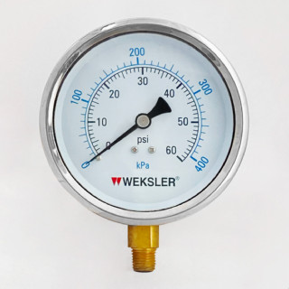 Pressure Gauge เกจวัดแรงดัน ยี่ห้อ Weksler รุ่น BY14 หน้าปัด 4 นิ้ว เกลียว 1/4"NPT ใช้สำหรับวัดแรงดันน้ำ แรงดันอากาศ