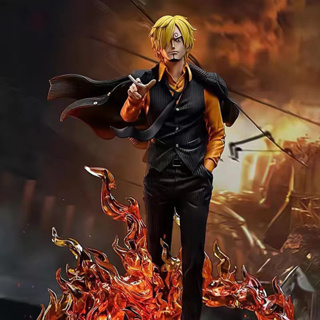 One Piece hand-run GK สามการต่อสู้เลือดร้อน Sanji Lu Fei Sauron ฉากรูปปั้นอะนิเมะรุ่นตกแต่งของขวัญ