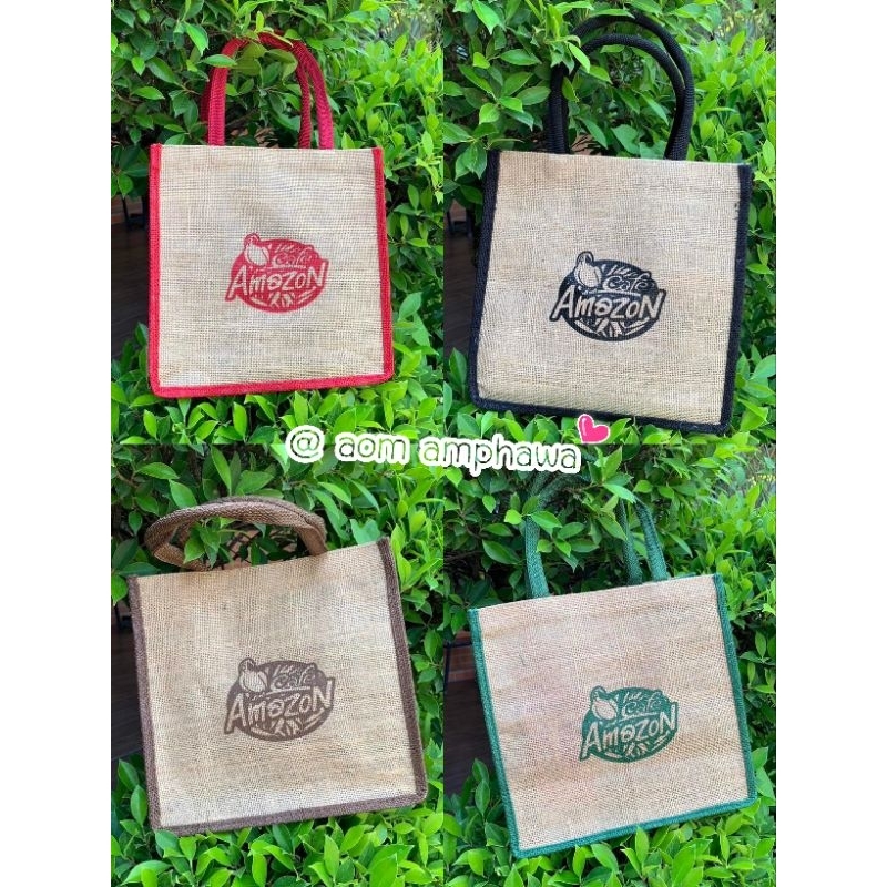 New‼️🛍️ กระเป๋าผ้ากระสอบ Two Tone Bag Café AMAZON 💕