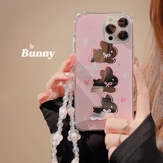 💖New 💖iPhone 14 13 12 11 Pro Max เคส for เคสไอโฟน11 กระจกเงา บางเบาพกพาง่าย น่ารัก กระต่าย ด้วยเชือกเส้นเล็ก Case