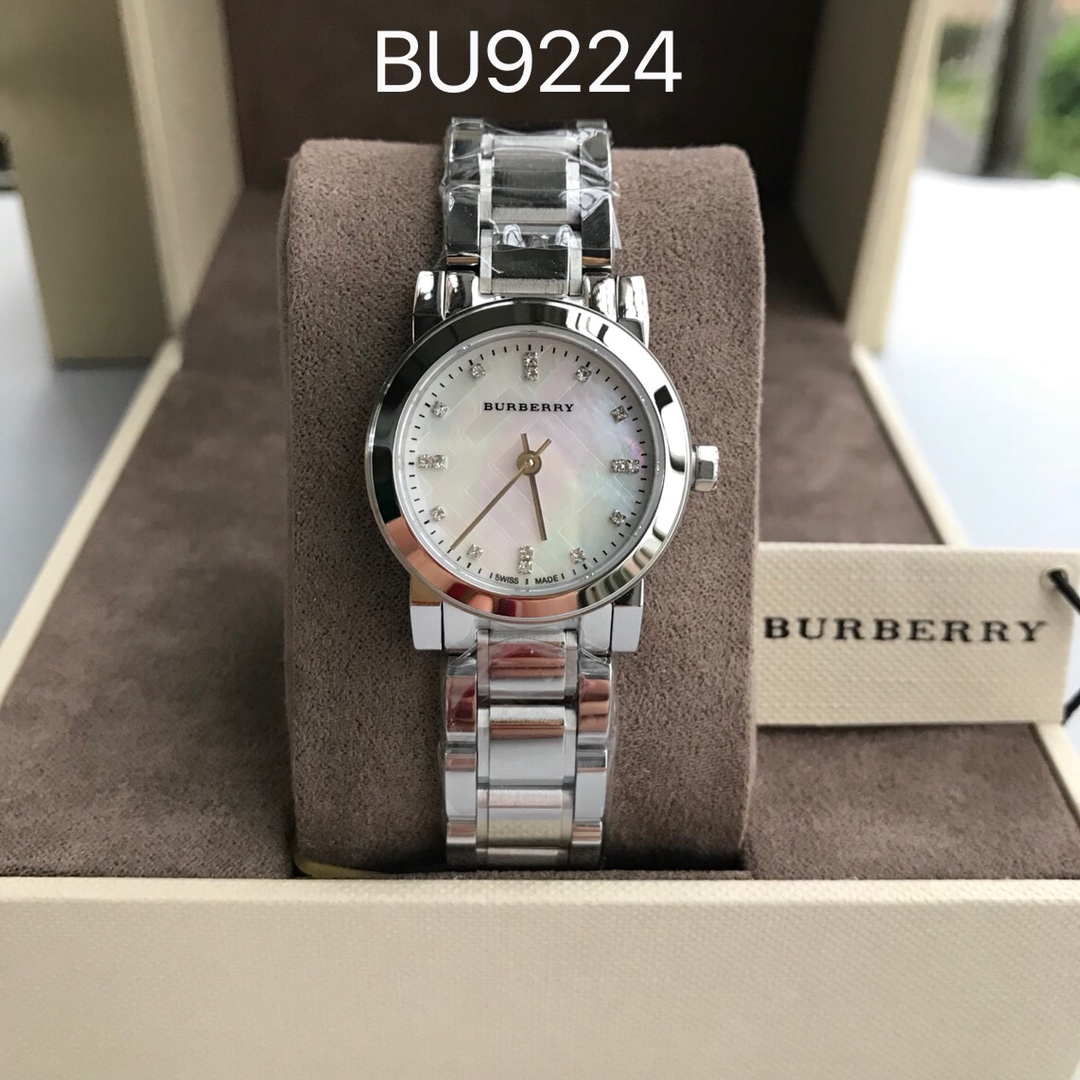 Burberry Women's Watch Mother of Pear diamond set Silver Stainless Steel Strap BU9224