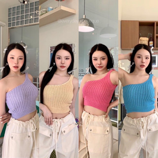 Pastel one-shoulder top💗💜💙(300฿ฟรีส่ง) เสื้อไหล่เดียว ผ้านิตทอเนื้อร่อง ผ้านุ่มนิ่มมากค่า รุ่นนี้ทรงสวย น่ารักมาก valen