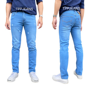 ๋JEANSEXPRESS Mens Light Slim-fit กางเกงยีนส์ชายทรงสลิมฟิต สีบลูฟอก ทรงสวย ผ้ายืด ใส่สบาย Size 28-36