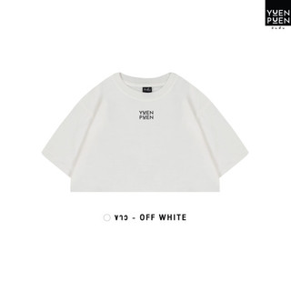 YuenPuen เสื้อ Crop Top Cotton 100 สีขาว สกรีนลาย_ไม่ยืด ไม่ย้วย ไม่ต้องรีด เสื้อยืนพื้น