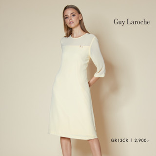 Guy Laroche Shape Up Dress Fashion เดรสกีลาโรช ชุดแซกสั้น ผ้าโพลีเอสเตอร์ สีครีม (GR13CR)