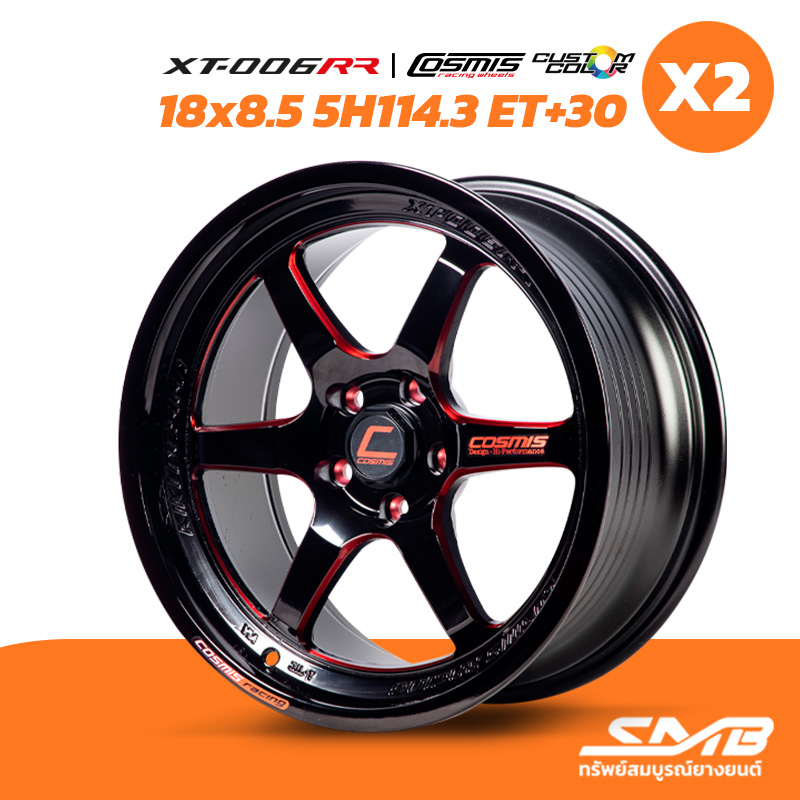 ล้อแม็กสีพิเศษ COSMIS รุ่น XT-006RR 18x8.5 5รู114.3 ET+30 BLK-WR+PLATE (สีดำทั้งวง+มิลลิ่งข้างก้านแด