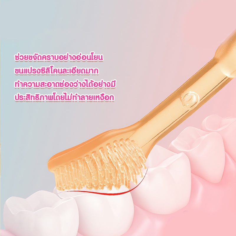 ชุด 2 ชิ้น แปรงลิ้น แปรงลิ้นเด็ก แปรงเหงือกเด็ก ซิลิโคน ทําความสะอาดลิ้น 0-18 เดือน - รูปที่ 2