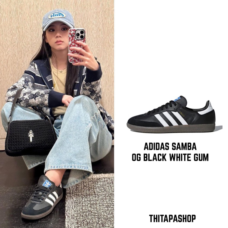(พร้อมส่ง ของแท้ 100%) Adidas samba OG black 🖤 size 7.5 Uk 26 cm.