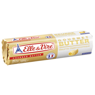 เอเล่แอนด์เวียร์ เนยจืด แบบเเท่ง ไขมัน 82% 500 กรัม - Elle &amp; Vire Unsalted Butter Roll Gourmet 82% Fat 500g