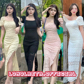 Lacedoll dress เดรสยาวแขนพองทรงตุ๊กตา ผ้าลูกไม้ฉลุ งานมีซิปหลังนะคะ สวมง่าย ทรงเข้ารูป เดรสใส่ไปทะเล ชุดไปทะเล