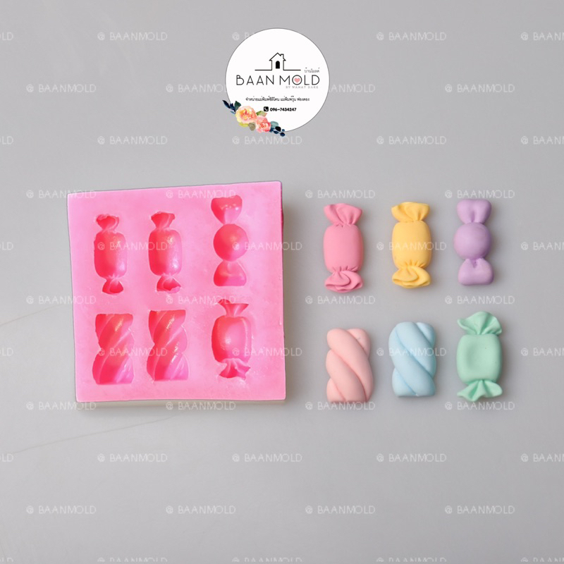 (พร้อมส่ง) แม่พิมพ์ซิลิโคนสามมิติ พิมพ์ช็อคโกแลต วุ้น เทียนหอม แม่พิมพ์ลูกอม ทอฟฟี่ มาชเมโลว 6 ช่อง รูปที่ 5