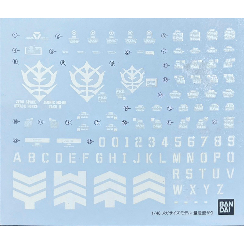 Water Decal Mega Size MS-06F Zaku II ของแท้ Bandai