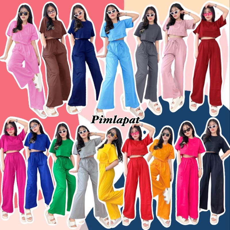 14799 18สีสวยๆพร้อมส่ง ส่งไวภายใน24ชม. Set 2 ชิ้น เสื้อคอกลมแขนสั้น ทรงครอป มีกระเป๋าหน้าอก มาพร้อมกางเกงขายาว ส่งไวมาก