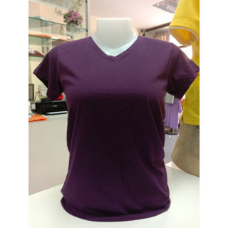 TI-33 เสื้อยืดสีม่วงมะปริง คอวี