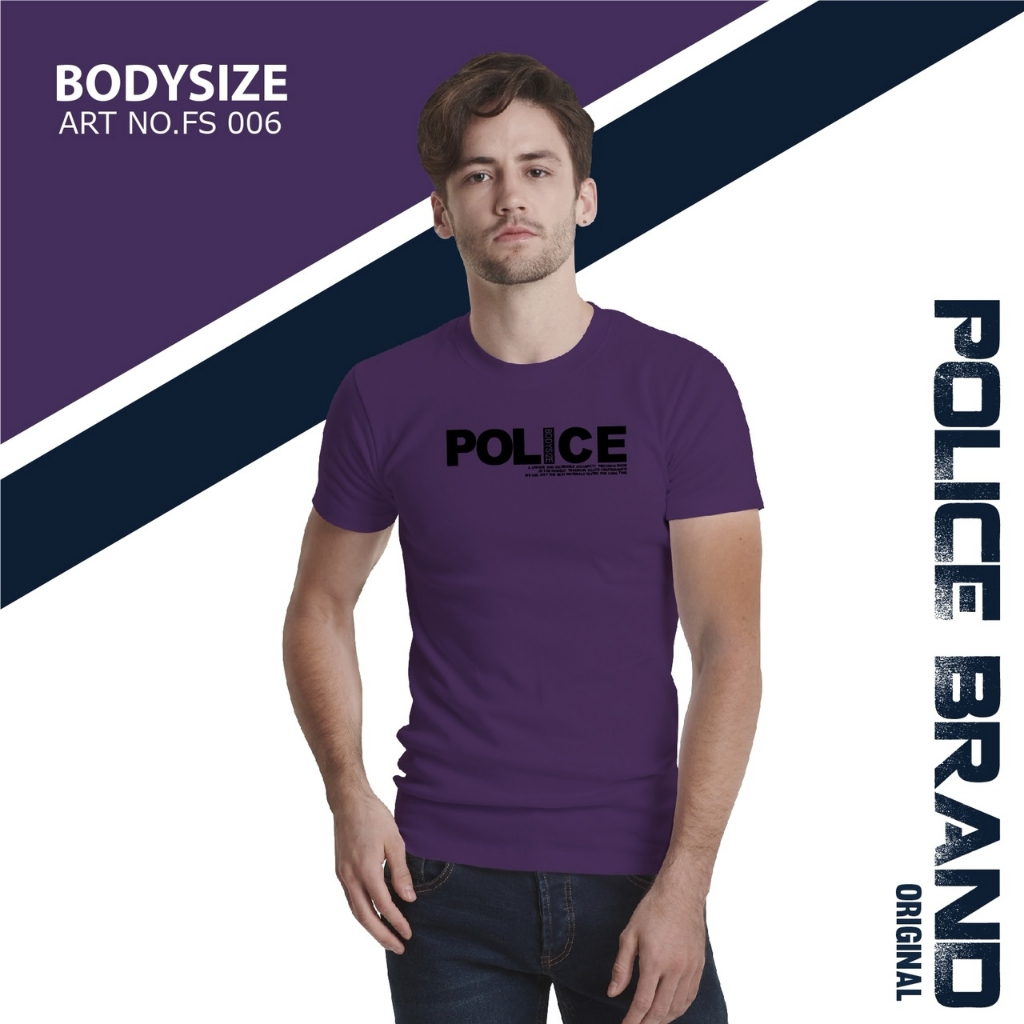Police Brand เสื้อยืดทรงพอดีตัว Slim fit ผ้ายืดตามตัว 100% Cotton (FS006,BS004,XS003) — صورة 5