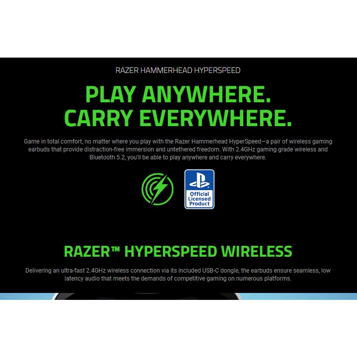 [โค้ด Shopee ลด 10%] Razer Hammerhead HyperSpeed Playstation Edition หูฟังไร้สาย ประกันศูนย์