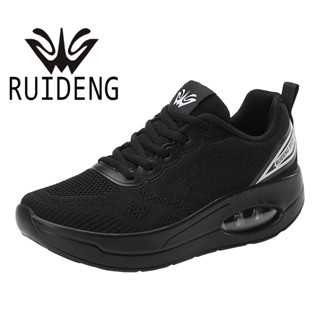 RUIDENG-82257 สีดำ รองเท้าผ้าใบกีฬาผู้หญิงเพื่อสุขภาพ ความสูง 5 cm. ไซส์ 36-40 มีสินค้าพร้อมส่ง