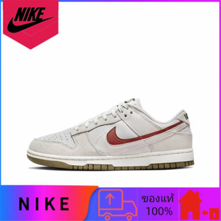 Nike Dunk Low SE "85" ของแท้ 100% รองเท้ากีฬาสวมใส่สบายทุกการแข่งขันสีเทาสีขาวสีแดง