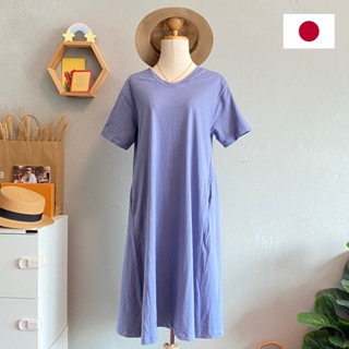 🇯🇵LADISION เดรสผ้ายืด ทรงปล่อย มือสอง แบรนด์ญี่ปุ่นแท้💯% Size L (อก 39”) โทนสีฟ้าหม่น💙ในรูปสีเพี้ยนนะคะ มีกระเป๋า L18