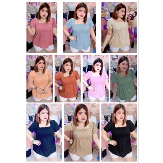 เสื้อสาวอวบ เสื้อสม๊อคผ้าฝ้ายแขนสั้น 346