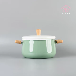 หม้อ หม้อเคลือบ มินิมอล หม้อเคลือบอินาเมล ใช้กับเตาได้ทุกประเภท <<สีเขียว>>