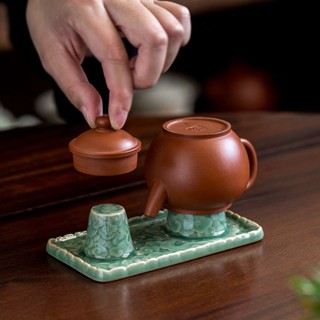 Celadon drying pot stand Xiangyun cover set cover drag purple sand teapot drain teapot holder