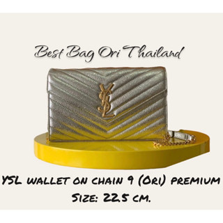 พร้อมส่ง🔥[งานOri เทพ] ยิปแซง YSL wallet on chain 9 สีทอง หนังแท้ 22.5cm.🔥ภาพถ่ายงานจริง ทักแชทก่อนกดสั่งซื้อ