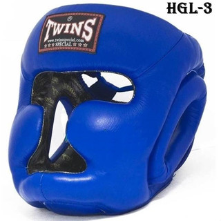 Twins special Head guards HGL-3 Navy ( M,L,XL) Protector Training MMA ทวินส์ เฮดการ์ดสเปเชี่ยล สีน้ำเงิน  ทำจากหนังแท้