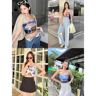 พร้อมส่ง 🧡 เสื้อเกาะอก ผ้ายืด สตรีทททท