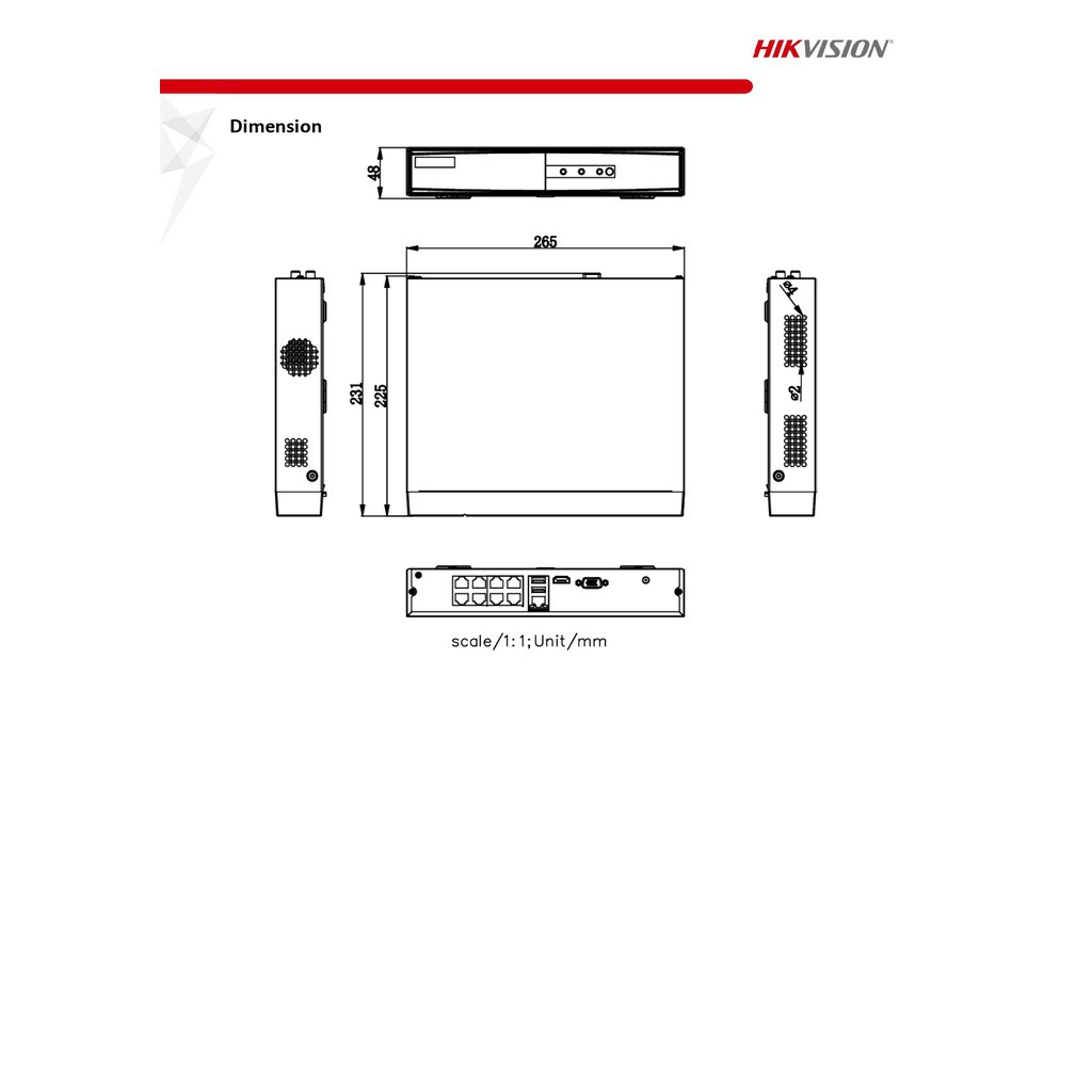 HIKVISION กล้องวงจรปิด IP 2MP มีไมค์ DS-7108NI-Q1/8P/M + DS-2CD1023G2-LIU 4mm 8 ตัว + ชุดอุปกรณ์
