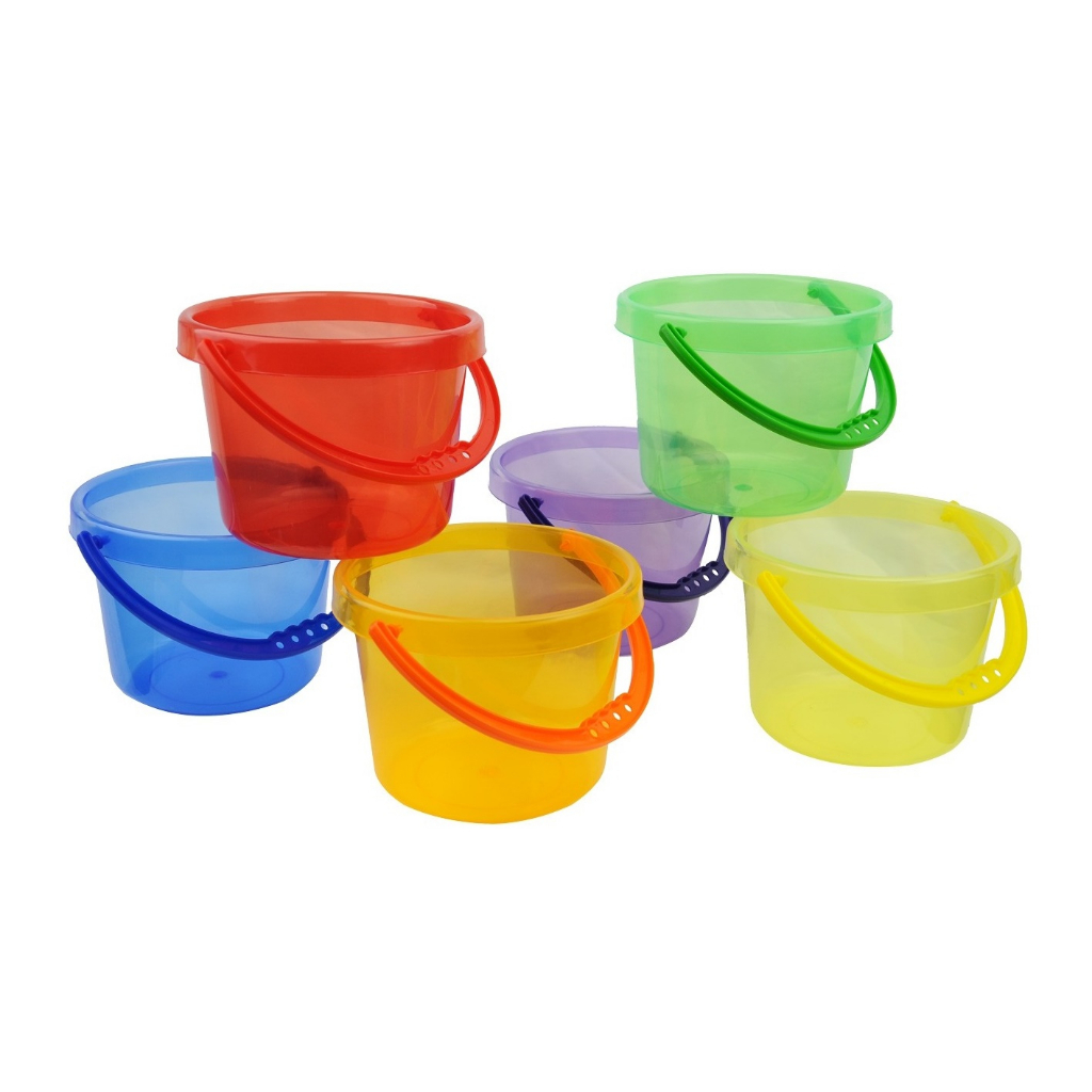 ชุดถังโปร่งใส 6 ใบ (6 สี) Set of 6 transparent buckets (6 colors)